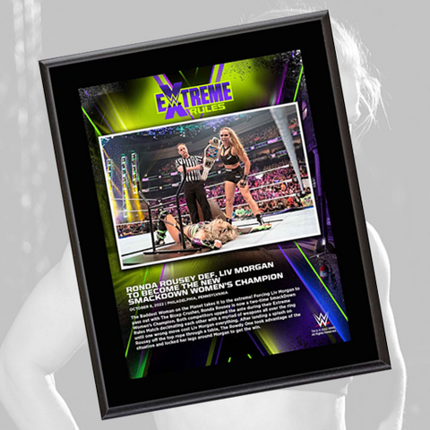 *Signed* Ronda Rousey Extreme Rules Plaque (JSA)