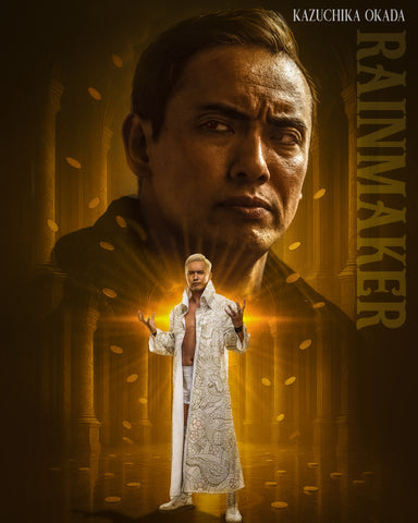 *Signed* Kazuchika Okada AsylumGFX Metallic 8x10 Promo or 11x14 Poster (JSA)