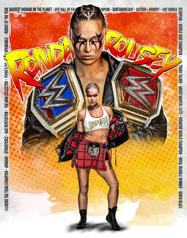 *Signed* Ronda Rousey AsylumGFX Metallic 11x14 Poster (JSA)