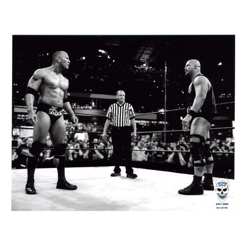 *Signed* Stone Cold Steve Austin B&W Rock Standoff WWE Original 8 x 10 Promo